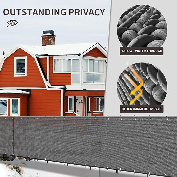 LOVE STORY Custom Size 3.3'x22' Dark Grey Balcony Privacy Screen, UV Block - Image 4