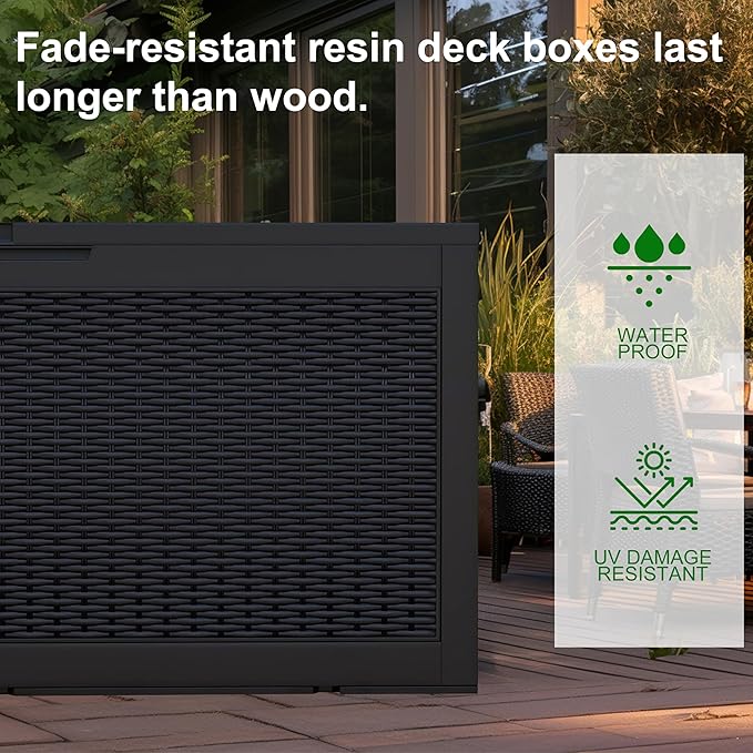 120 Gallon Outdoor Deck Box, Lockable Waterproof Outdoor Storage Boxes - Image 5
