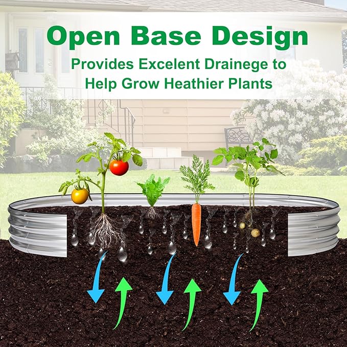 JERIA 8×4×1ft Oval Raised Garden Bed, Galvanized Raised Garden Bed Kit Outdoor - Image 4