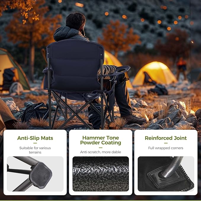 ALPHA CAMP Heavy Duty Camping Chair 500LBS Capacity, Oversized Folding Chair - Image 6