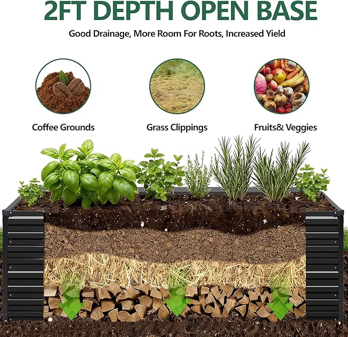 Vengarus 6x3x2FT Galvanized Raised Garden Bed Kit, Deep Root Planter Box - Image 4