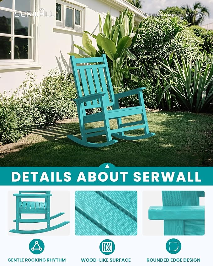 SERWALL HDPE Outdoor Rocking Chair Set of 8, Patio Rocking Chairs - Image 4