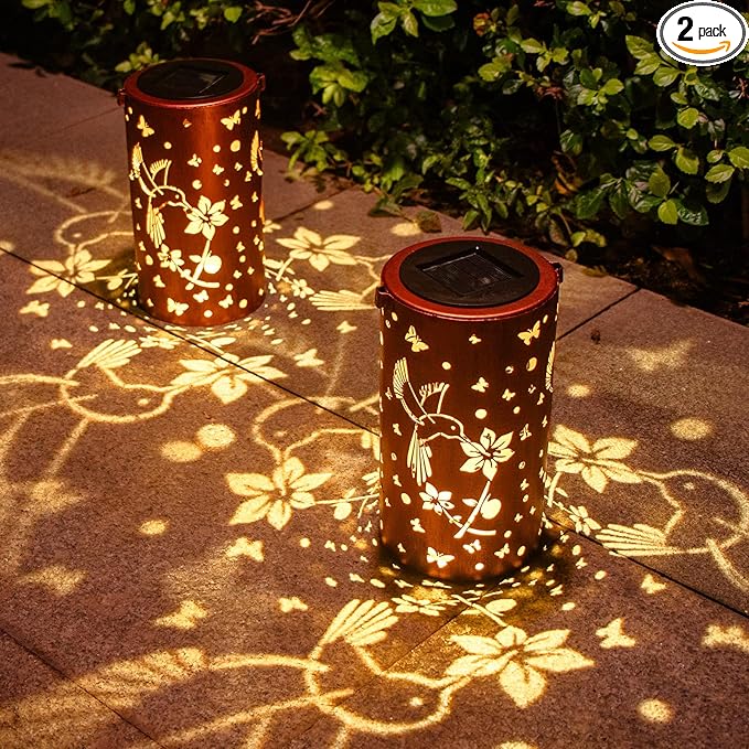 2 Pack Solar Lanterns Outdoor Waterproof Hummingbirds Birthday Gifts by DIBIEECN