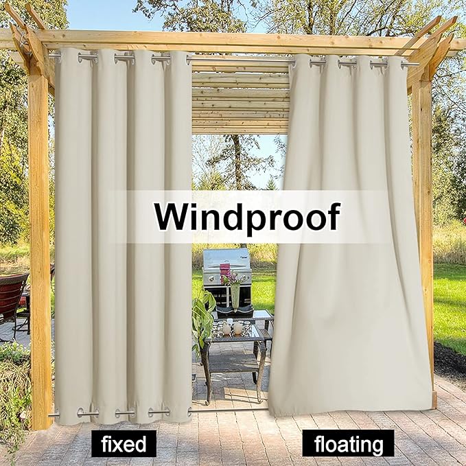 NICETOWN Waterproof Patio Outdoor Curtain and Drape Extra Wide, Thermal - Image 4