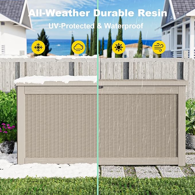 261 Gallon Outdoor Deck Box, Lockable Waterproof Outdoor Storage Boxes - Image 4