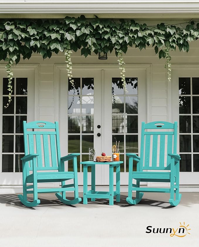 Oversized Outdoor Rocking Chair Set of 2, HDPE All-Weather Patio Rocking Chairs - Image 2