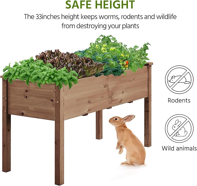 Yaheetech 1pc Raised Garden Bed 48x24x30in Elevated Wooden Horticulture Planter - Image 8