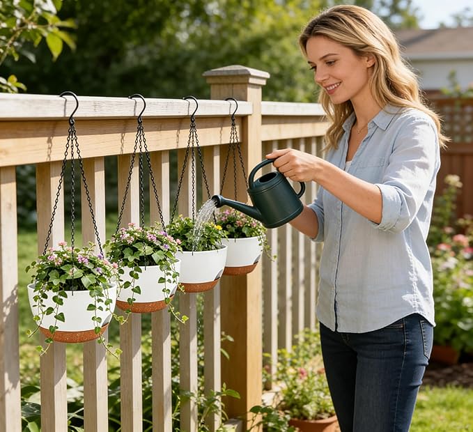 Set of 4-8 Inch Self Watering Hanging Planters - Image 3