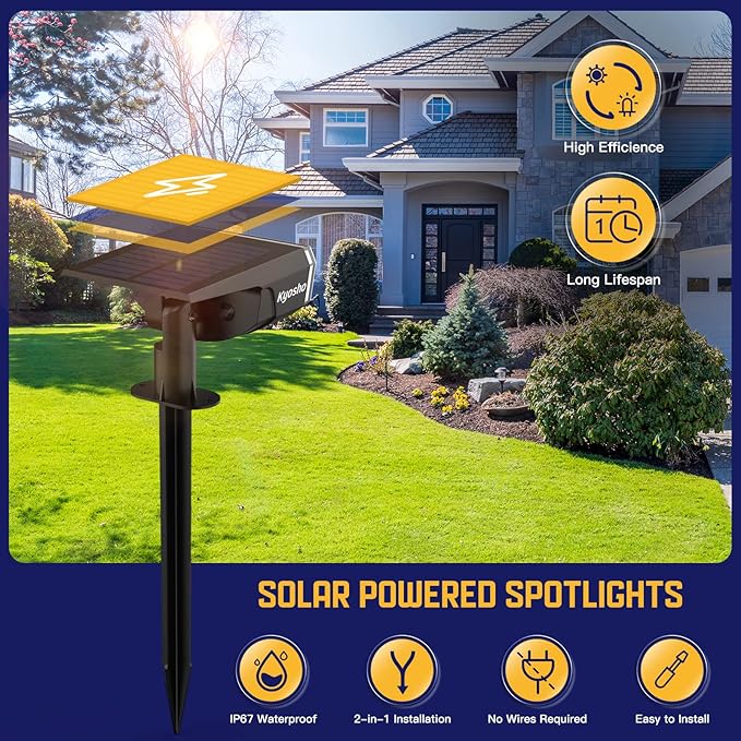 Kyosho Solar Spot Lights Outdoor, IP67 Waterproof 38 LED Solar Powered - Image 5