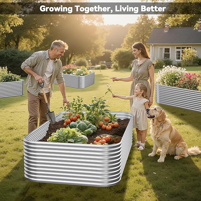 2 Pack Tall 8x4FT Corrugated Galvanized Steel Raised Garden Bed Outdoor - Image 8