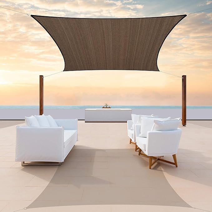 ColourTree TAPR1616 Custom Size 7' x 12' Brown Sun Shade Sail Canopy UV Block by ColourTree