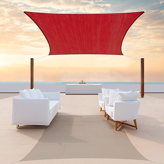 ColourTree TAPR1616 Custom Size 8' x 11' Red Sun Shade Sail Canopy UV Block by ColourTree