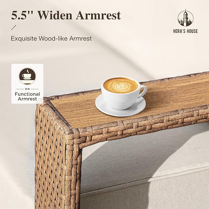 HERA'S HOUSE 8 Pieces Patio Furniture Set, 6 Sectional Outdoor Rattan Wicker - Image 5