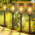 Solar Pathway Lights Outdoor Solar Lights 8 Pack Metal & Glass Design by ILANCK