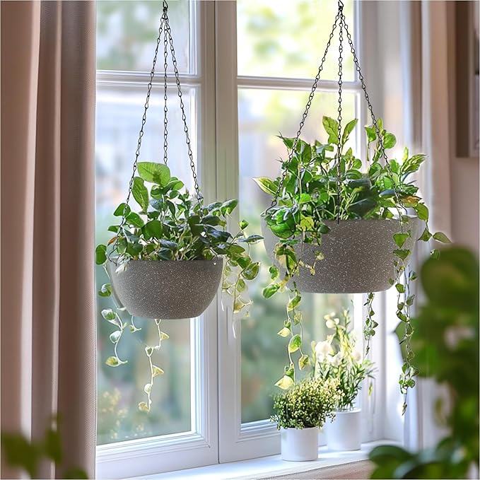 T4U 8 Inch Hanging Planters for Indoor Plants, 2 Pack Hanging Planter, Hanging - Image 3