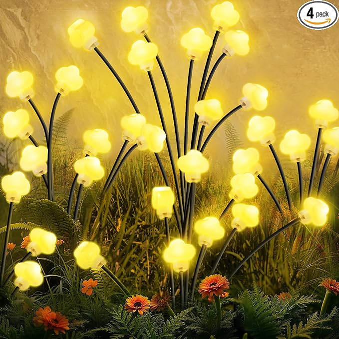 Solar Lights Outdoor 4 Pack 32 LED Solar Cloud Swaying Lights Garden Waterproof by Arperles