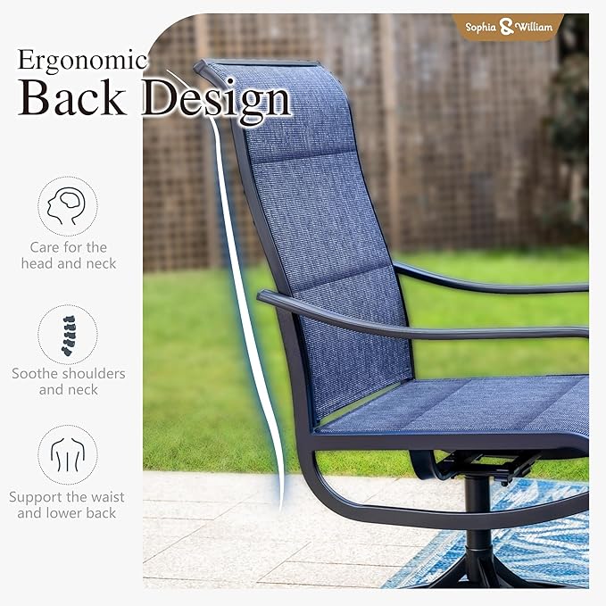 Sophia & William Outdoor Patio Dining Set 5 Pieces, 4 x Textilene Swivel Patio - Image 5