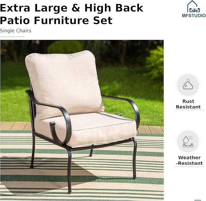 MFSTUDIO 7 Seats Metal Patio Furniture Sets, 6 Pieces Outdoor Sectional Sofa - Image 9