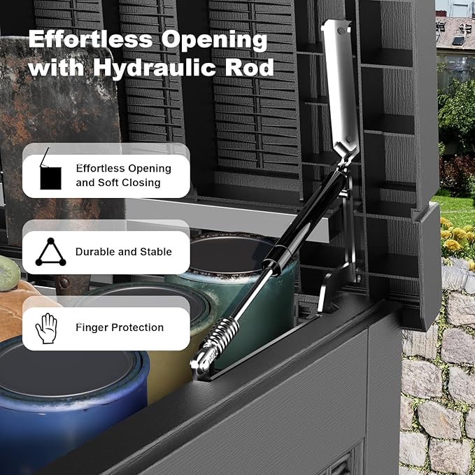 320 Gallon Resin Deck Box, Lockable Weatherproof Outdoor Storage Box - Image 3