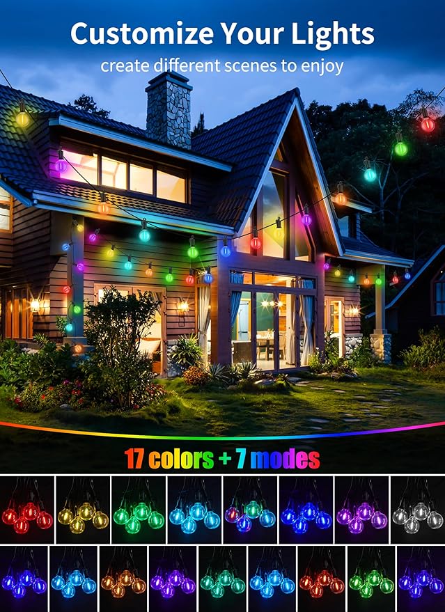 Brightown RGBW Outdoor String Lights, 29FT LED Patio Lights - Image 2