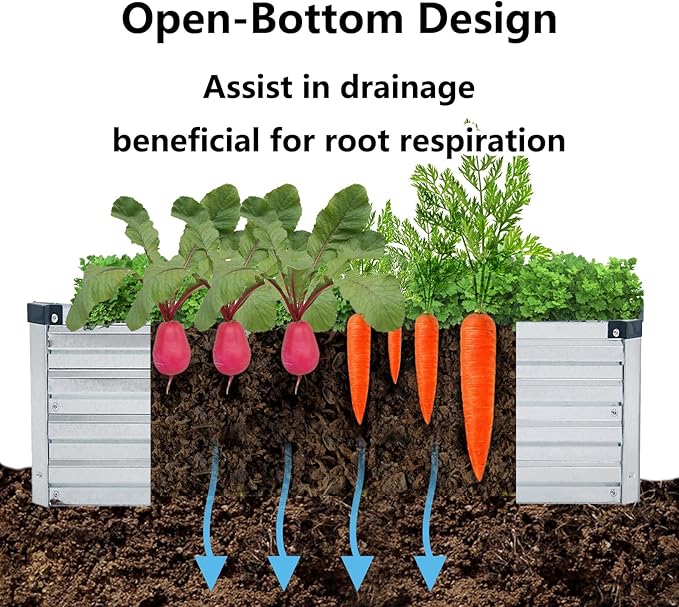 2 Pack 6x3x1FT Galvanized Raised Garden Bed Kit, Outdoor Metal Planter Box - Image 2