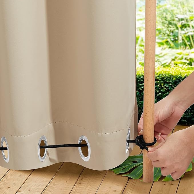 NICETOWN 2 Panels Weighted Blackout Cabana Curtains Outdoor Patio, W52 x L84 by NICETOWN