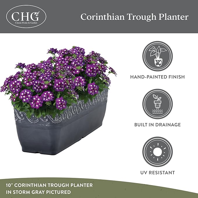Classic Home and Garden Corinthian Trough, Ivory Ash - Image 4