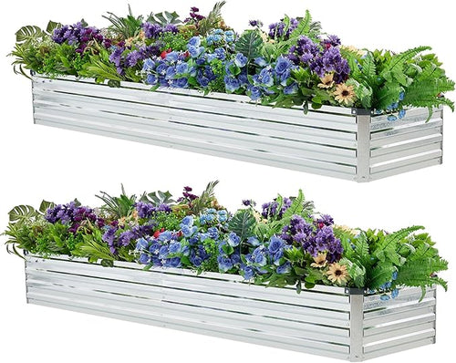 2 Pack 6x1.5x1FT Galvanized Raised Garden Beds Kit Outdoor Metal Gardening by Meberam
