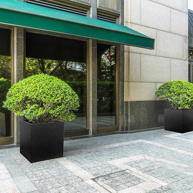 Galvanized Steel Black Planter Box Square 28 in Metal Large Planter Box Outdoor - Image 3