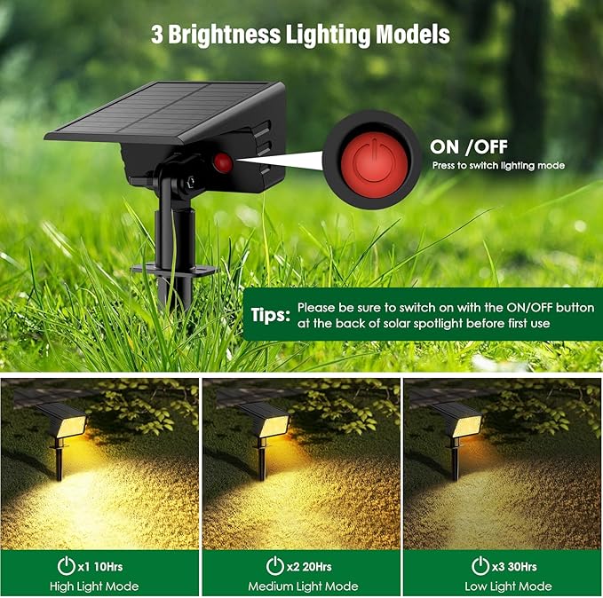 Solar Spot Lights Outdoor with 60 LED & Auto On/Off, 4 Pack Solar Lights - Image 3