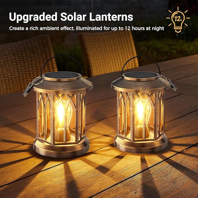 WdtPro Solar Lanterns Outdoor Lights, 4 Pack Bright Lanterns Outdoor Waterproof - Image 4