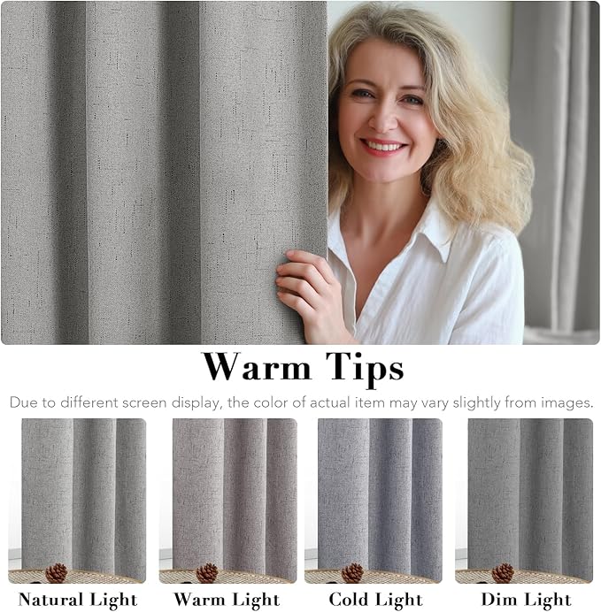 H.VERSAILTEX Linen Blackout Curtains 108 Inches Long 100% Blackout Thermal - Image 5
