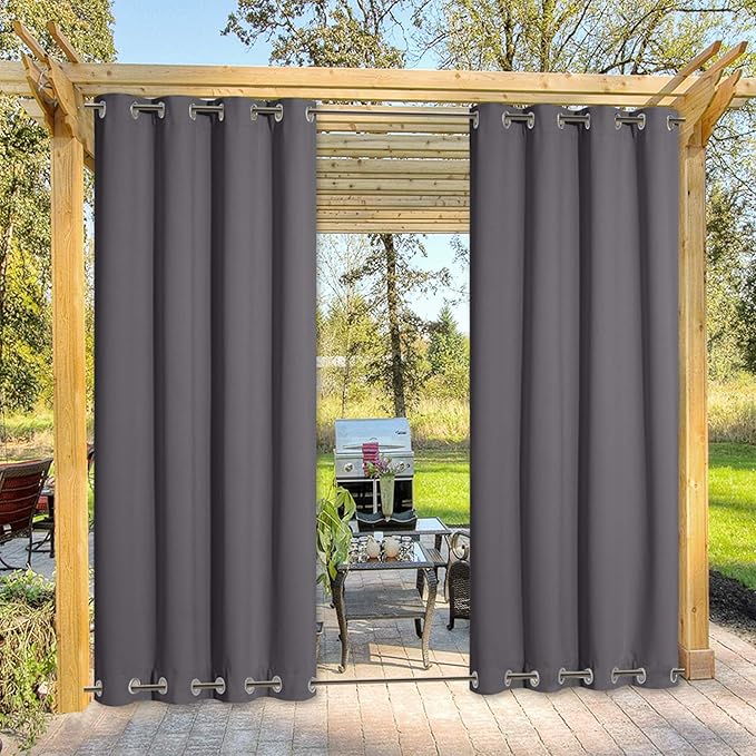 NICETOWN Weighted Outdoor Patio Curtain & Drape Waterproof 84 Long, Top and by NICETOWN