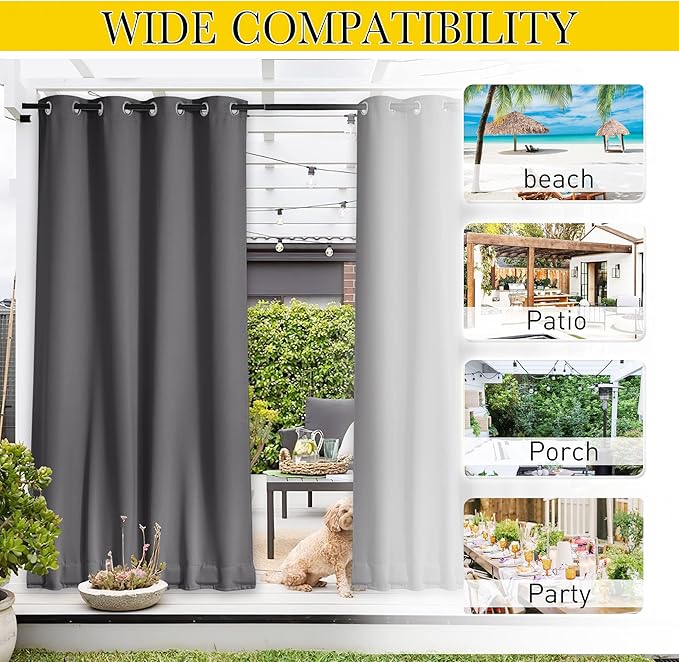 NICETOWN 2 Panels Blackout Weighted Outdoor Curtains - Image 7