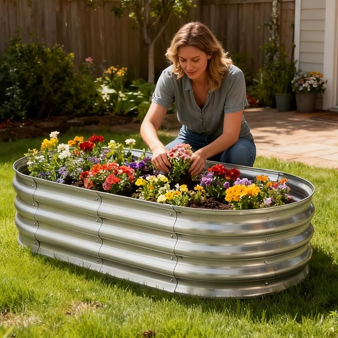 TATAANTY Raised Garden Bed for Outdoor: 4x2x1ft Durable Metal Vegetable Plant - Image 7