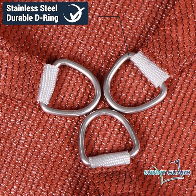SUNNY GUARD Custom Size 8'x15' Terra Red Sun Shade Sail Rectangle UV Block Shade - Image 6