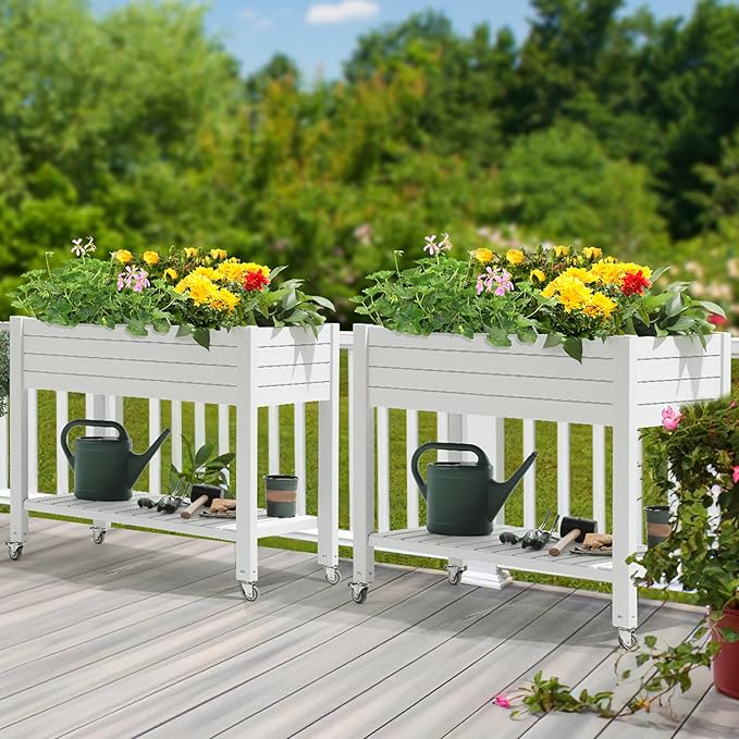 YITAHOME 43.3x17.7x34 in Elevated Garden Bed 2pcs, Outdoor Plastic Planter Box - Image 2