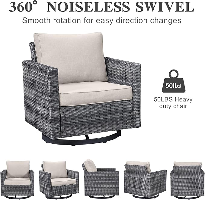 Belord 6 Piece Outdoor Furniture Patio Wicker Sofa Set, Oversize Outdoor Swivel - Image 6
