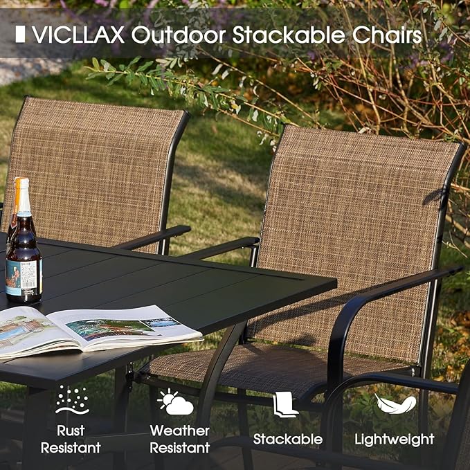 VICLLAX Patio Dining Set for 6, Outdoor Furniture Set Includes 47.2" Round - Image 7
