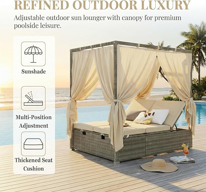 Harper & Bright Designs Adjustable Outdoor Sun Lounger - Image 4