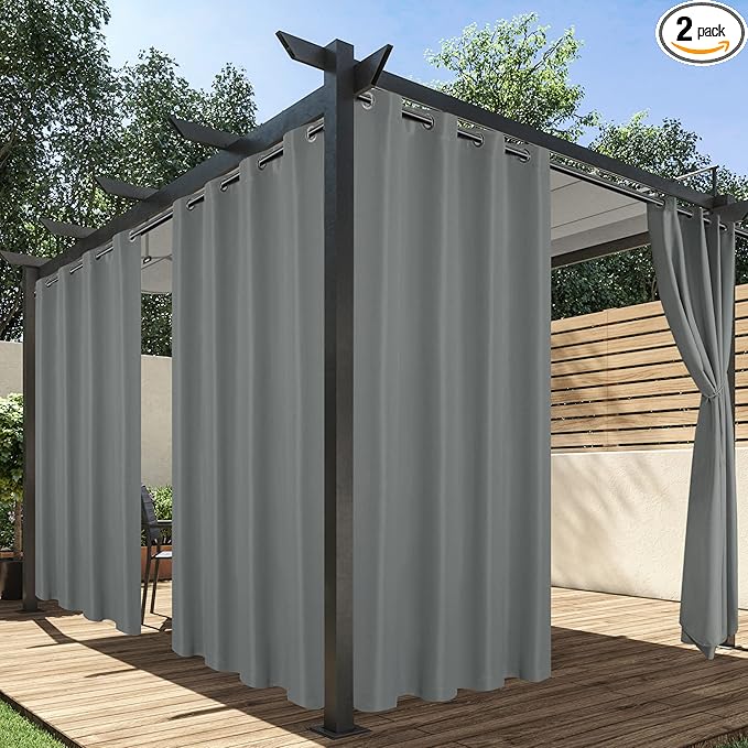 HolidayIdeas Outdoor Curtains for Patio Waterproof, 2 Panels by HolidayIdeas