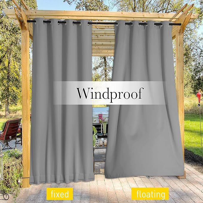 NICETOWN Outdoor Curtains for Patio Waterproof 2 Panels, W100 x L84 Windproof - Image 7