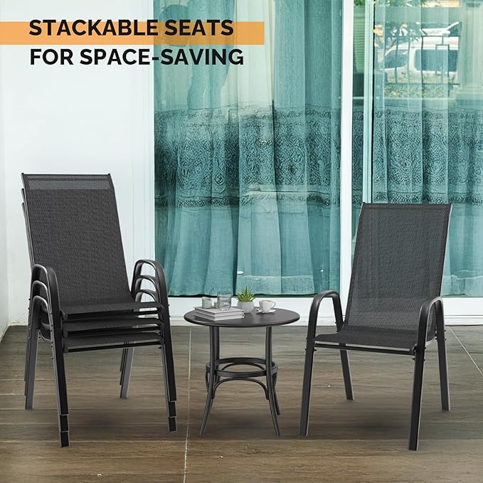 VINGLI Patio Chairs Set of 6 – Stackable Outdoor Dining Chairs - Image 7