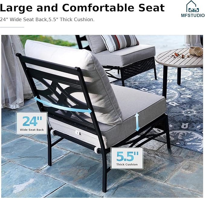 MFSTUDIO Patio Furniture Set, 8 Seats Half-Moon Curved Outdoor Sectional Sofa - Image 4