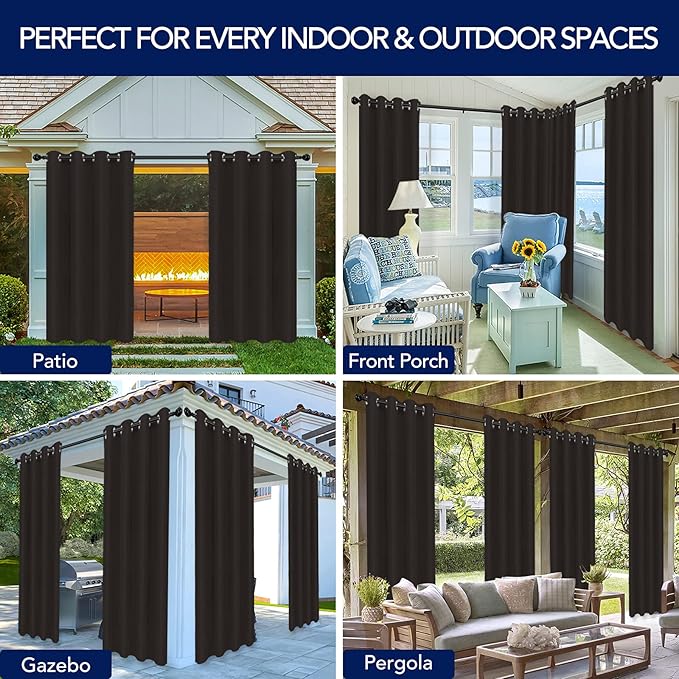 PureFit Outdoor Curtains for Patio Waterproof Weatherproof, UV Resistant - Image 5
