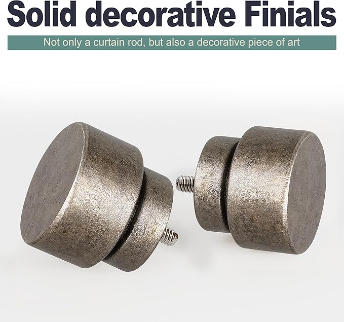 2 Pack Retro Silver Curtain Rods Set - Image 4