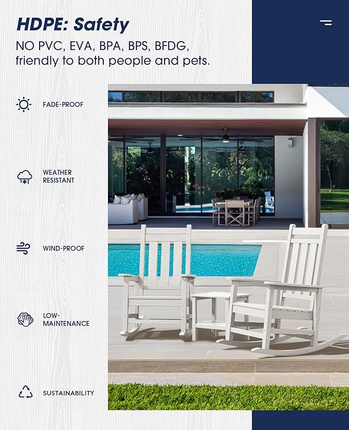 KINGYES Oversized Outdoor Rocking Chair Set of 6, All-Weather Patio Rocking - Image 6