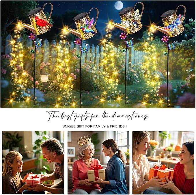 Solar Watering Can with Lights Outdoor Garden, 41in Large Dragonfly Garden - Image 5