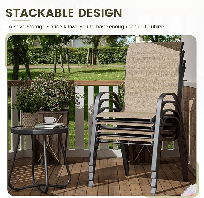 UDPATIO Patio Chairs Set of 4, Stackable Outdoor Dining Chairs - Image 6