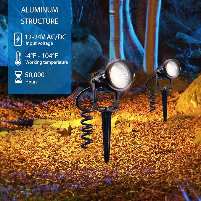 SUNVIE 12W LED Landscape Lights Low Voltage Garden Pathway Lights Super Warm - Image 3